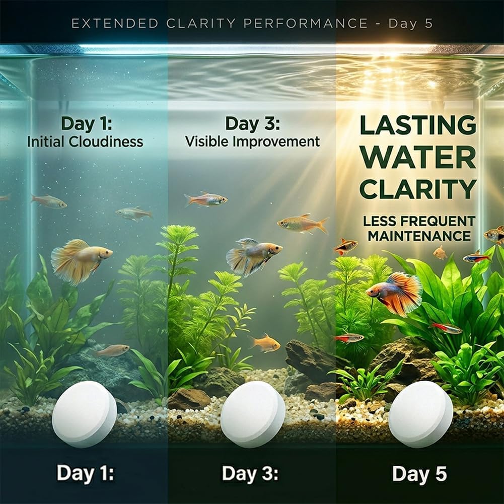 Powerful Aquarium Water Purification Tablet,  Efficient Clear Turbidity & Improve Water Quality