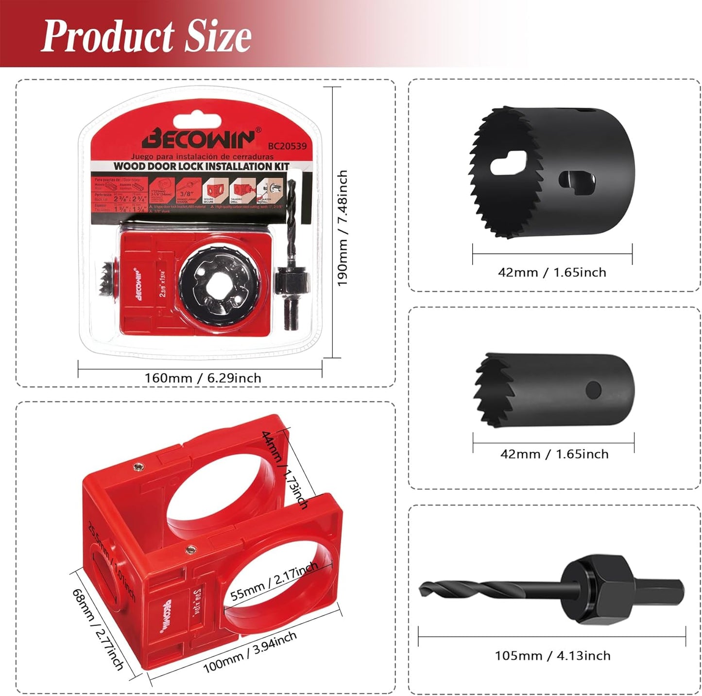 Lock Installation Hole Saw Kit for Wooden Doors