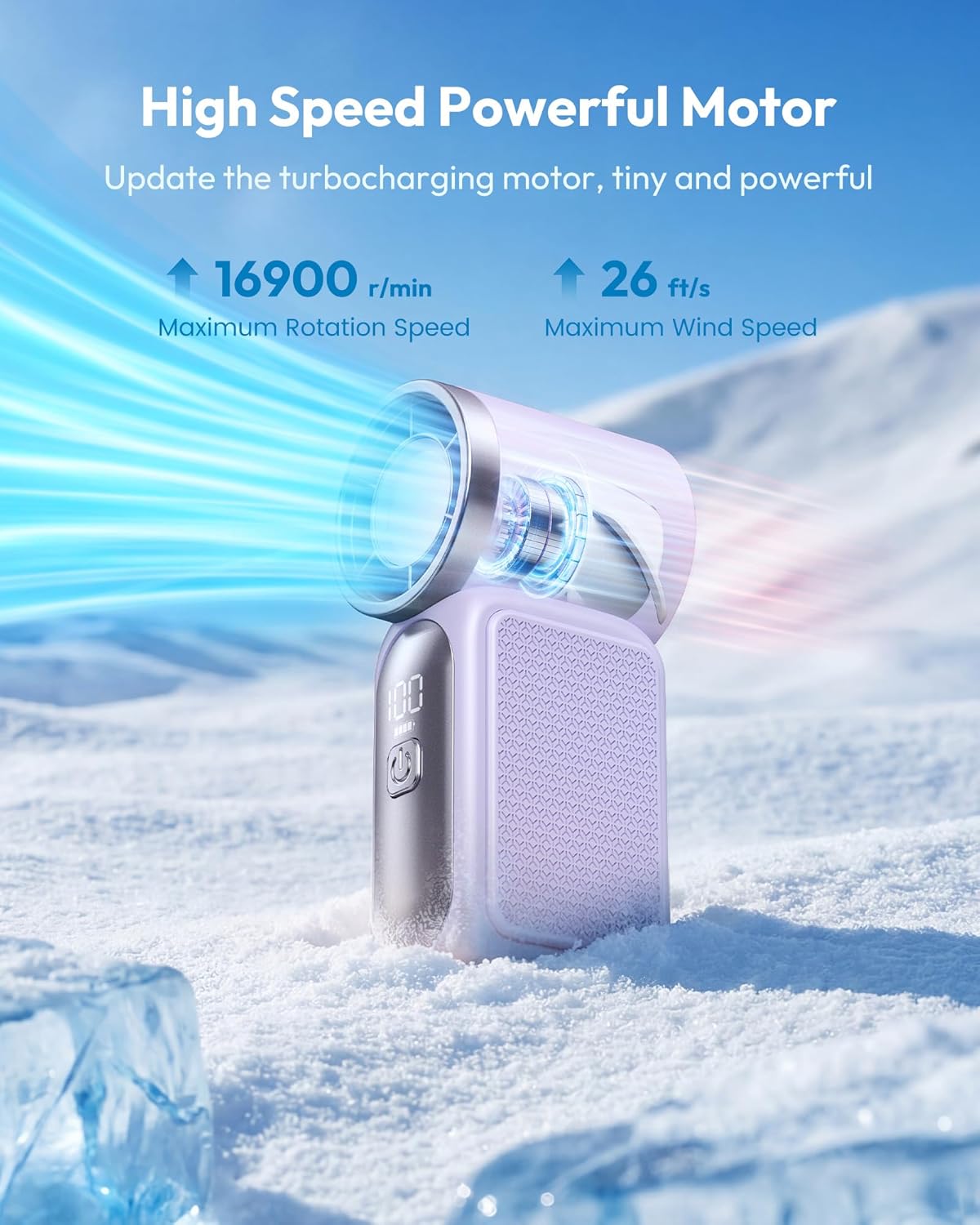 Portable High Velocity Handheld Cooling Fan with LED Display