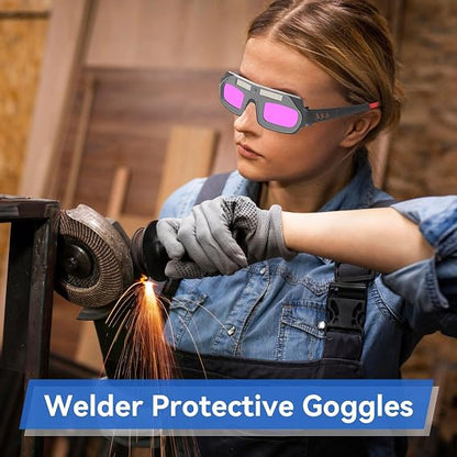 Solar Powered Auto Darkening Safety Goggles with an Elastic Band