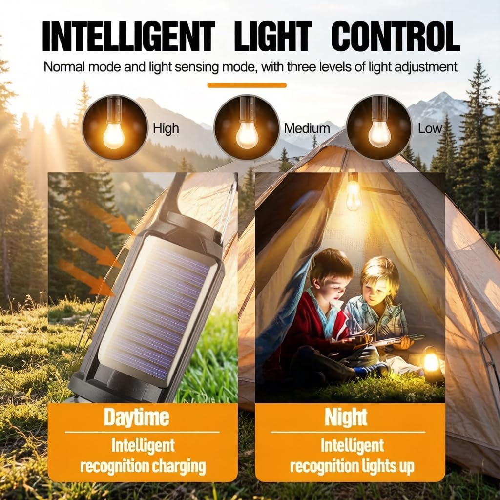 3 Pack Portable LED Solar USB Rechargeable Lantern Flashlight