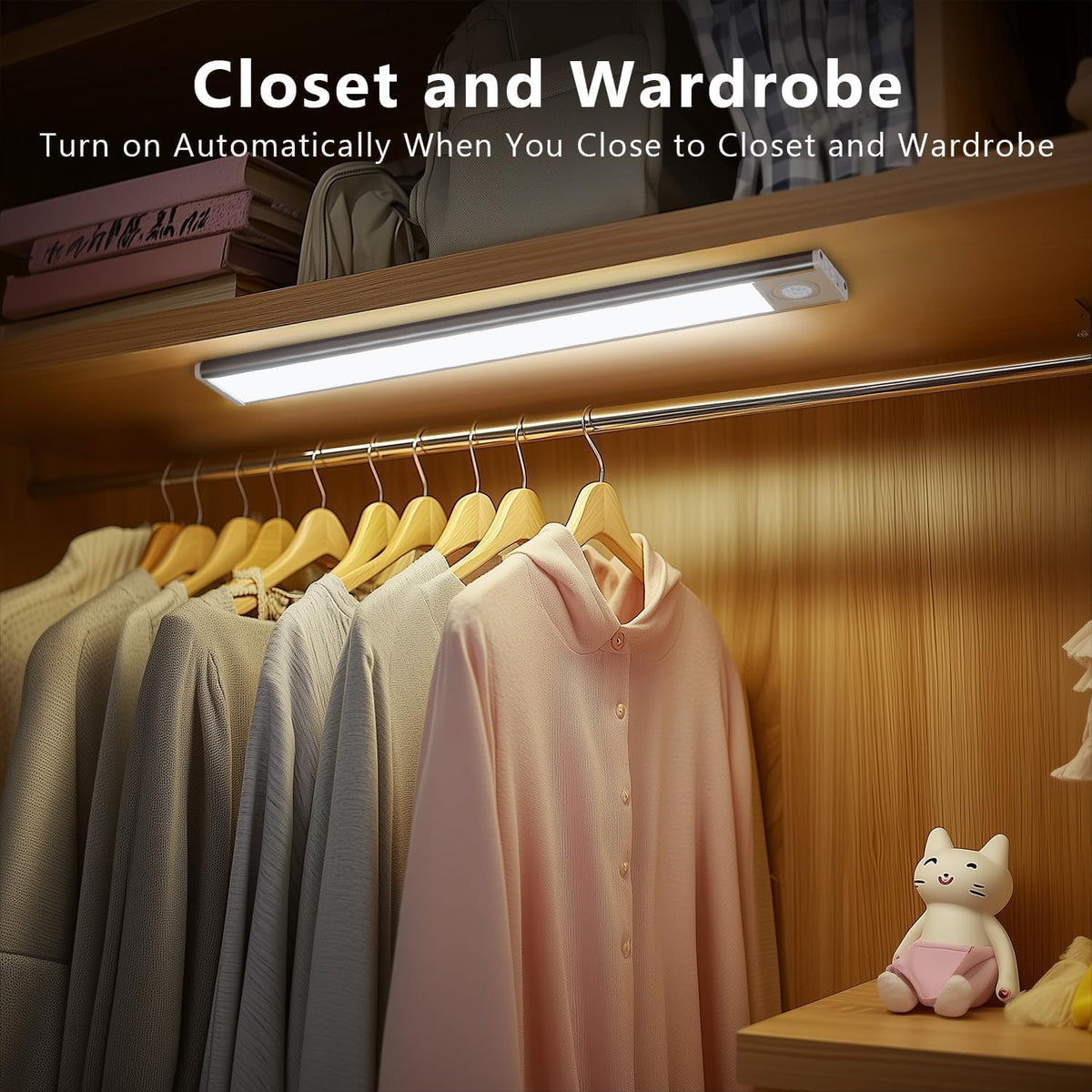 2Pack LED Motion Sensor Light,Under Counter Lighting, Wireless USB Rechargeable