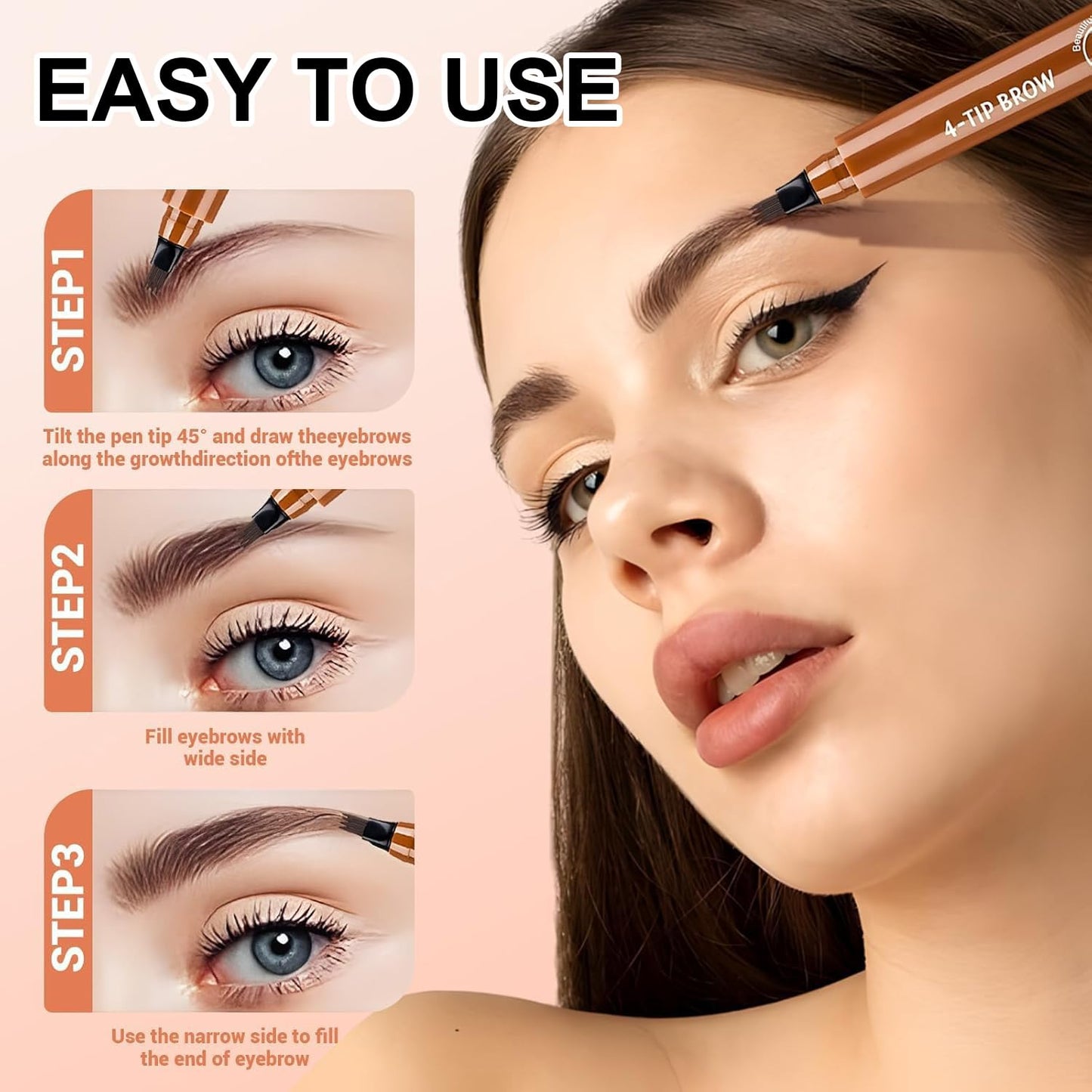 5PC 4 Tipped 3D Waterproof Brow Pencil with Micro-Fork Tip