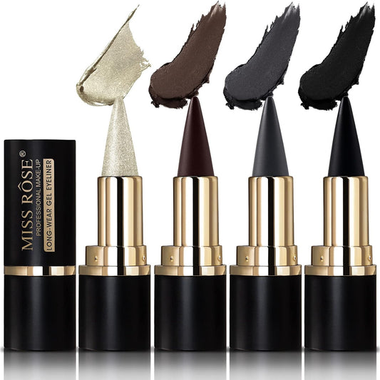 4Pcs Black Silver Grey Brown Gel Eyeliner Pencil Set