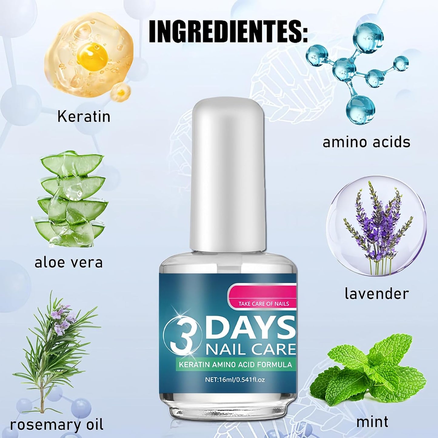 3 Days Nail Care Polish, Keratin Amino Acid Nail Oil, Moisturizing Clear Nail Care Gloss