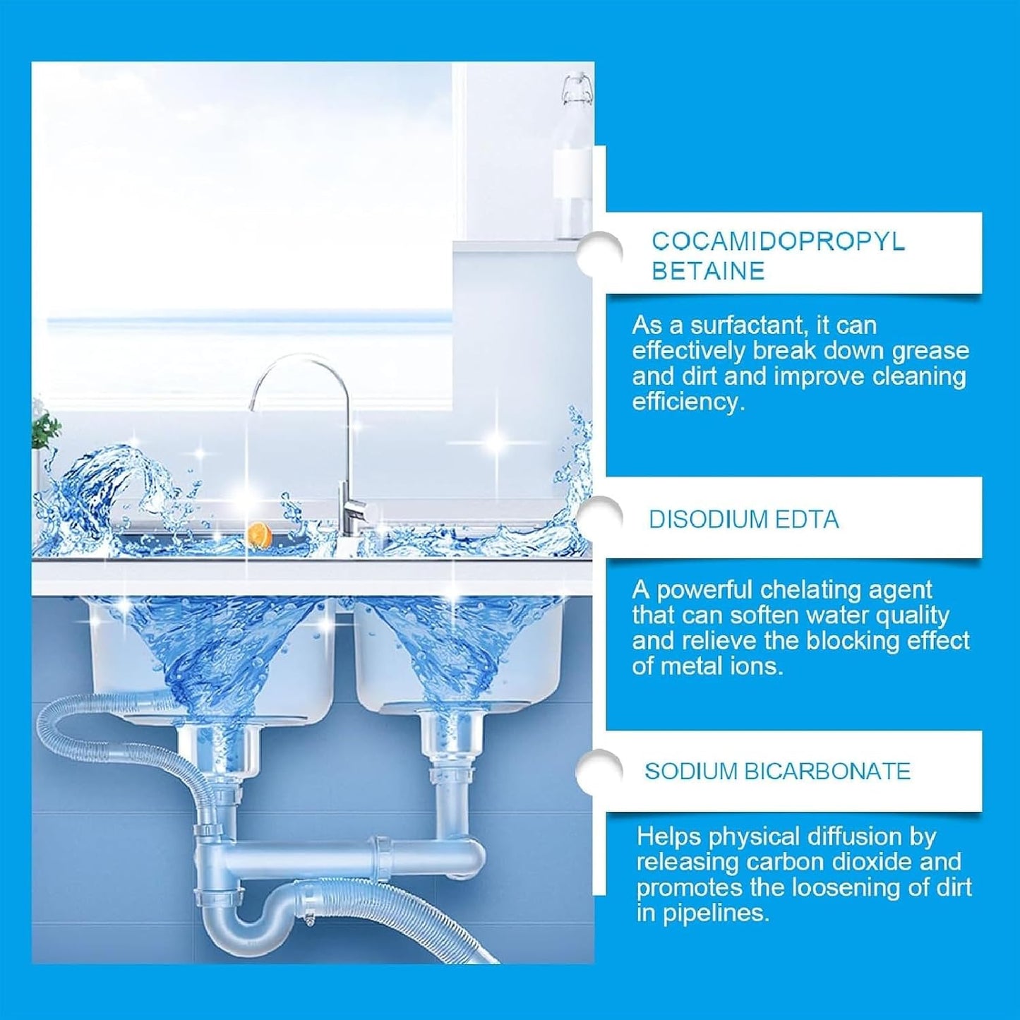 Strong Drain Effervescent Tablet for Kitchen & Bathroom Pipes
