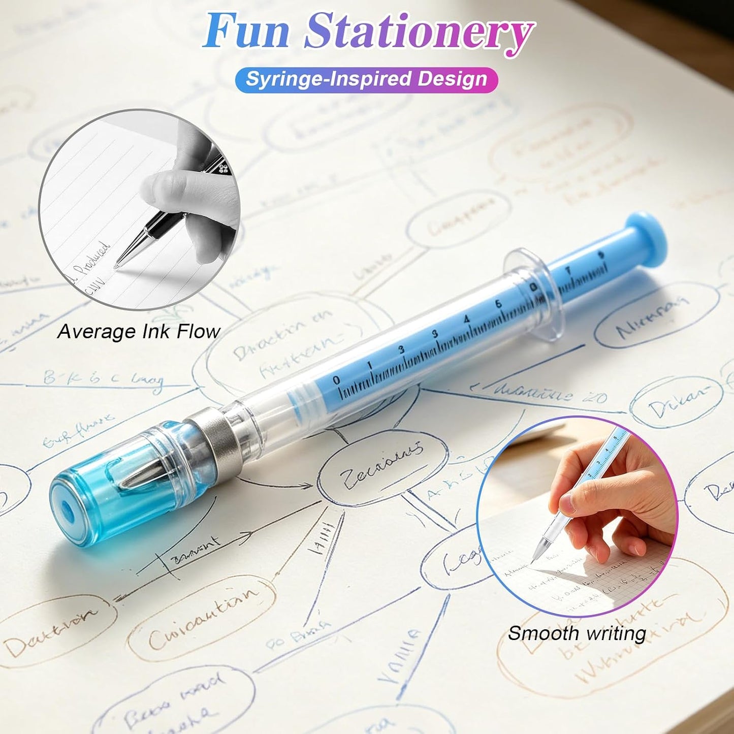 6Pcs Creative Syringe Shaped Gel Ink Pens Unique Gift for Nurse Appreciation Week