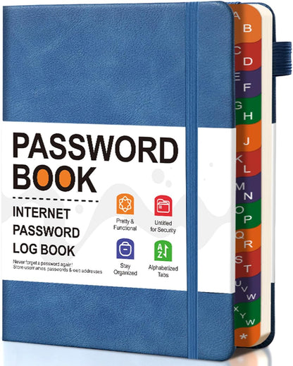 B6 Colorful Indexed Password Book with Alphabetical Tabs