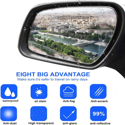 8 Pieces Car Rearview Mirror Film, Anti Fog Glare Rainproof Waterproof Mirror HD Clear Nano Coating Car Film
