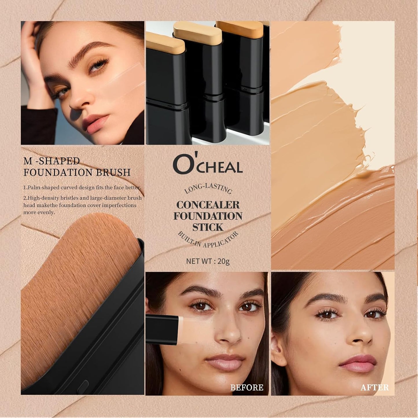 Long-wear Lightweight Brighten Face Foundation Contour Stick