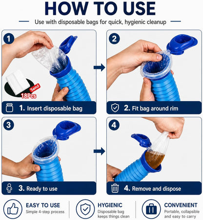 Emergency Urinals Collapsible Pocket Toilet for Men and Women