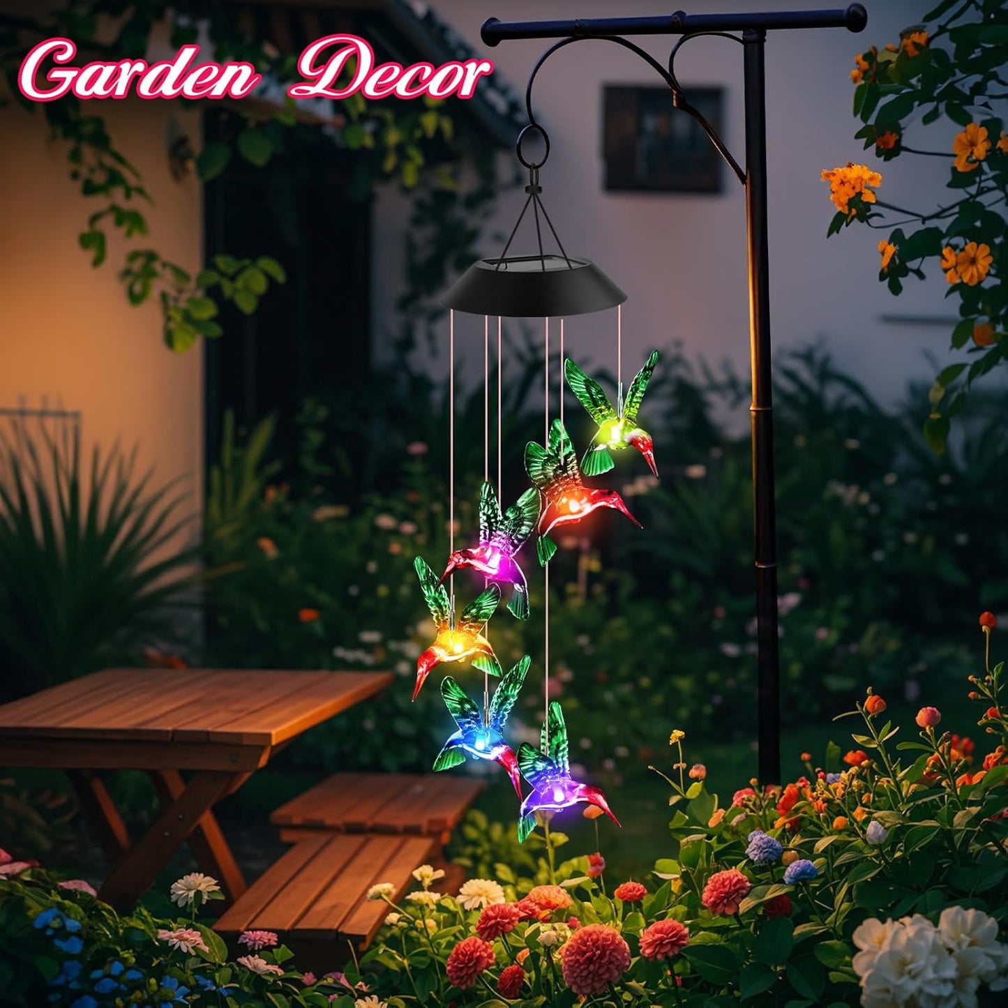 Wind Chimes Waterproof Solar Lights Outdoor Decor