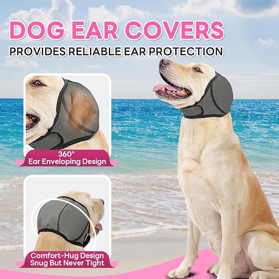 Dog Ear Muffs Noise Protection, Calming,Stress-Reducing, Comfortable  for Firework, Grooming, Thunderstorms, Swimming, Bathing,