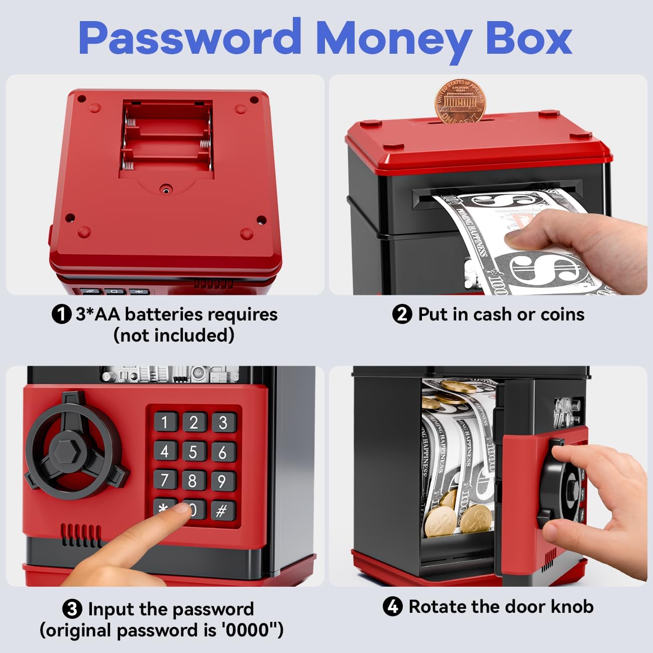 Refasy Piggy Bank Cash Coin Can ATM Bank Electronic Coin Money Bank