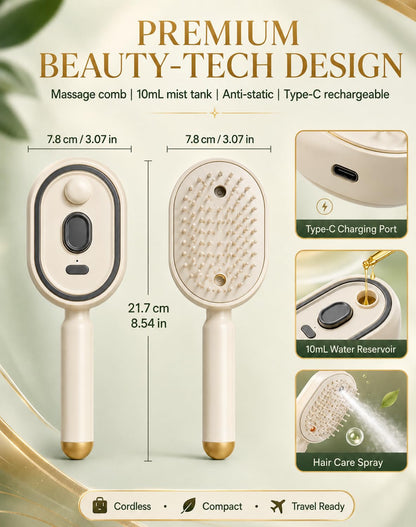 3-in-1 Electric Spray Air Cushion Massage Comb for Frizzy Hair