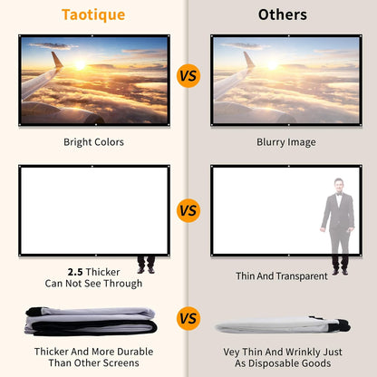 Projector Screen 16:9 Foldable Anti-Crease Portable Projector Movies Screens