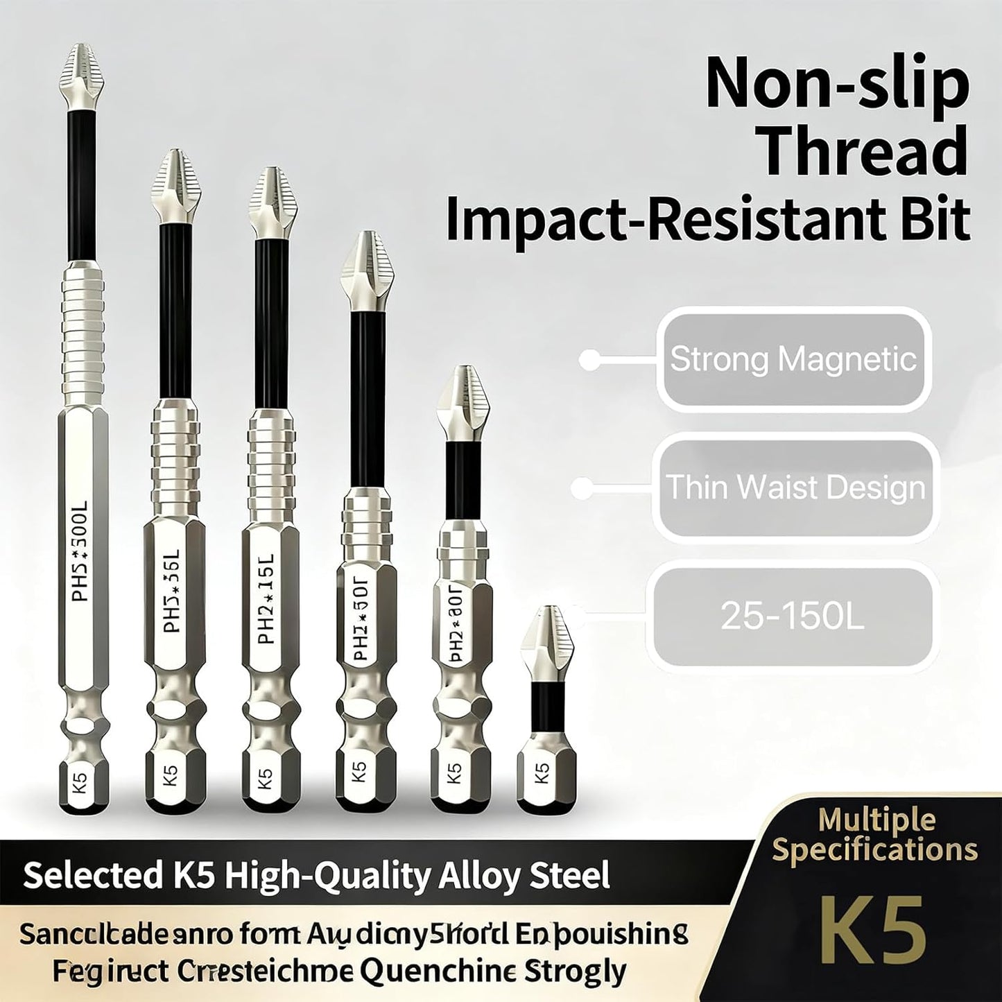 9-Pack High Magnetic Cross Head Drill Bit