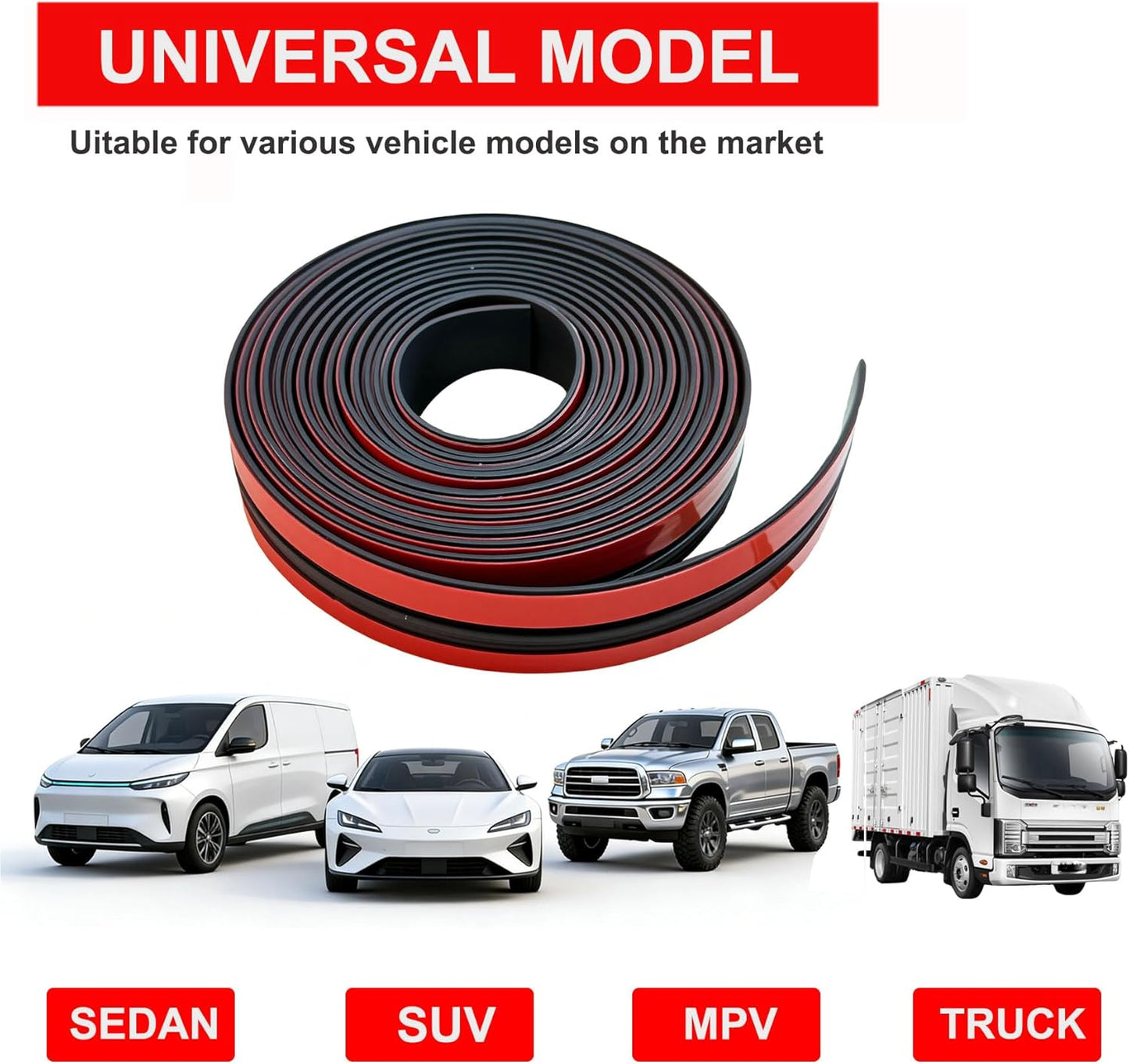 19.68Ft Car Windshield Weather Stripping, T Shape Adhesive Rubber Sealing Strip