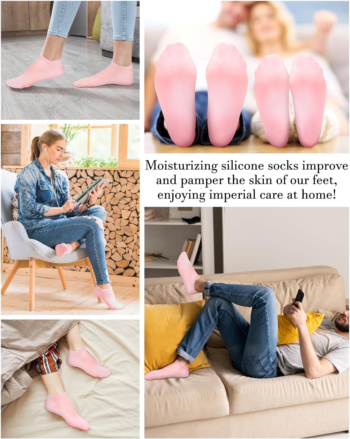 Silicone Moisturizing Socks for Women Dry Cracked Feet