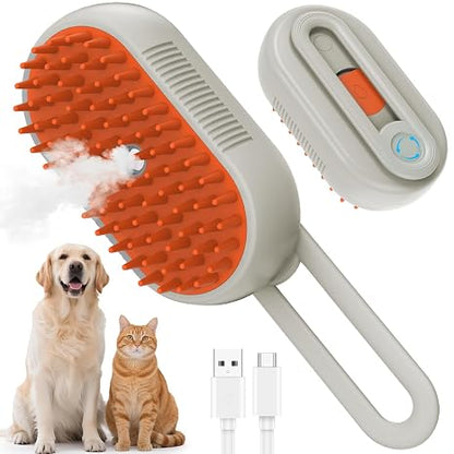 4 in 1 Rechargeable Pet Steam Brush for Shedding