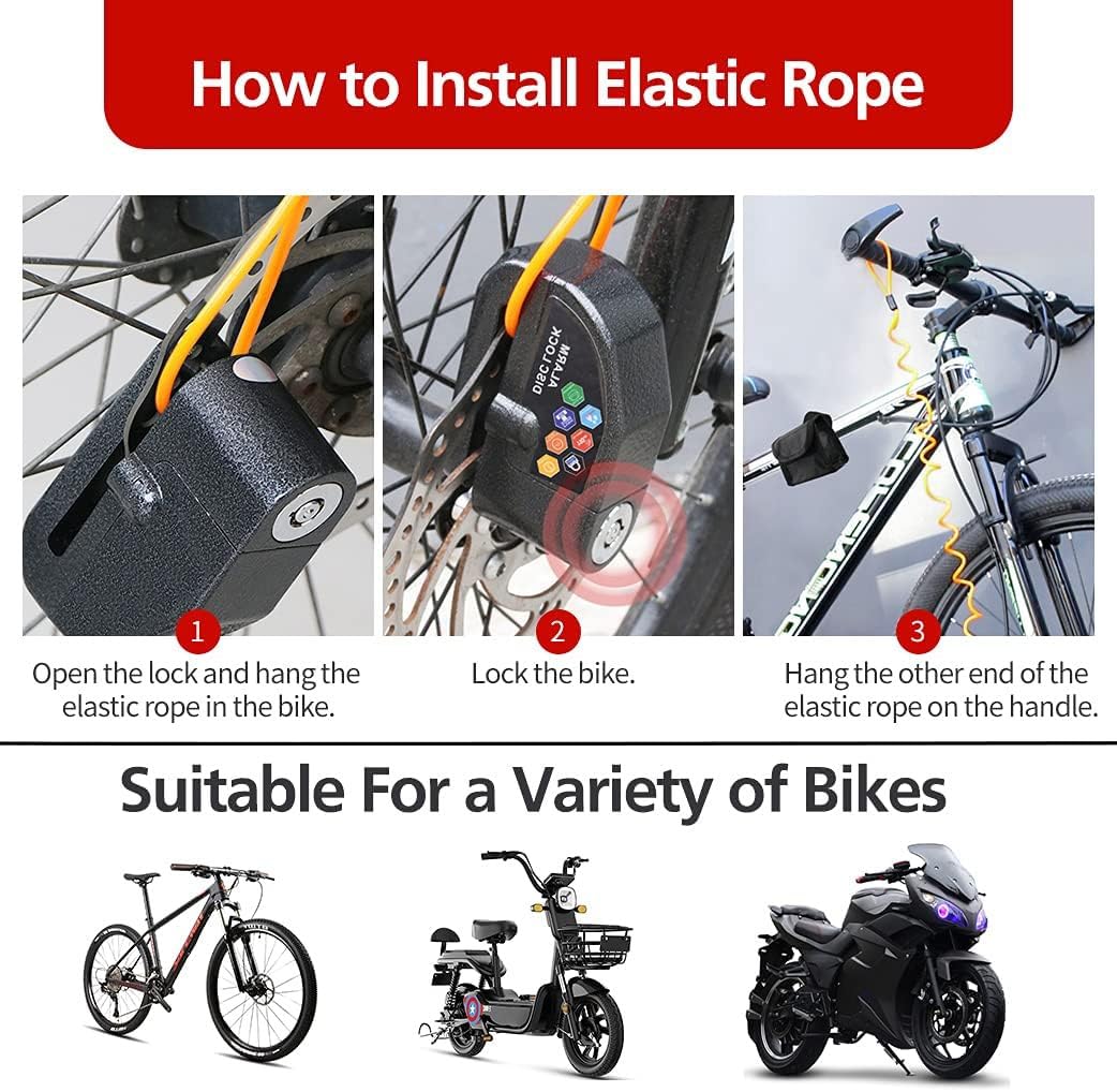 Brake Wheel Lock | Strong Motorcycle Alarm Disc Lock Anti-Theft biccle Brake Wheel Lock