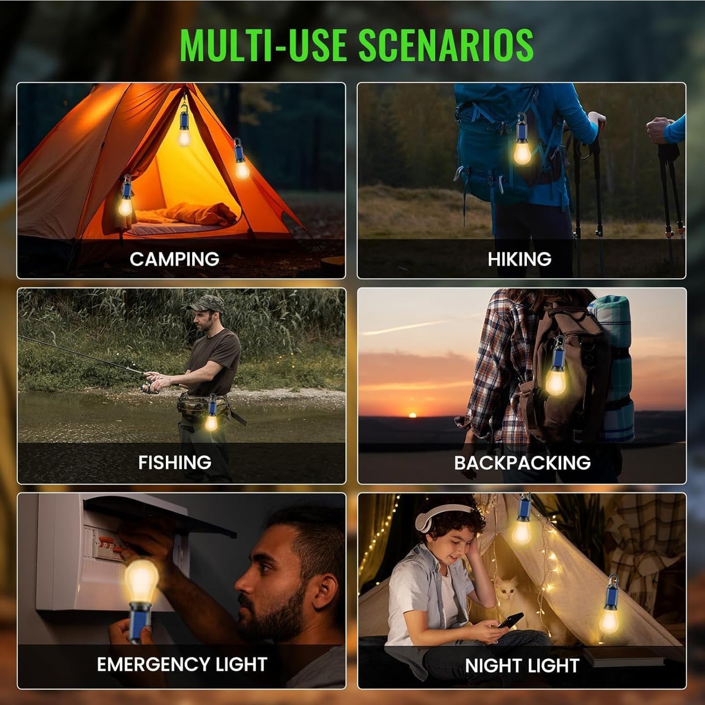 3 Pack Portable LED Solar USB Rechargeable Lantern Flashlight