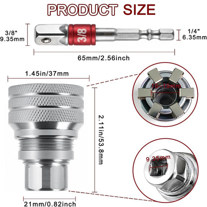 Adjustable Universal Socket Wrench for 3/8" Drive Ratchet Tool