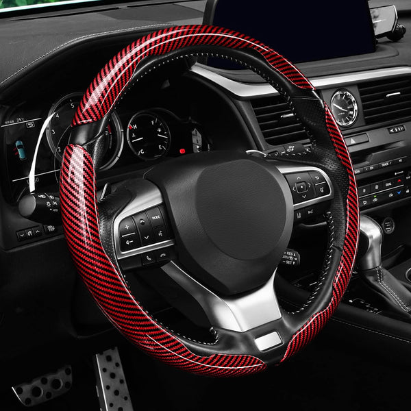 Carbon Fiber Steering Wheel Covers 3 Piece Clip on Steering Wheel Cover