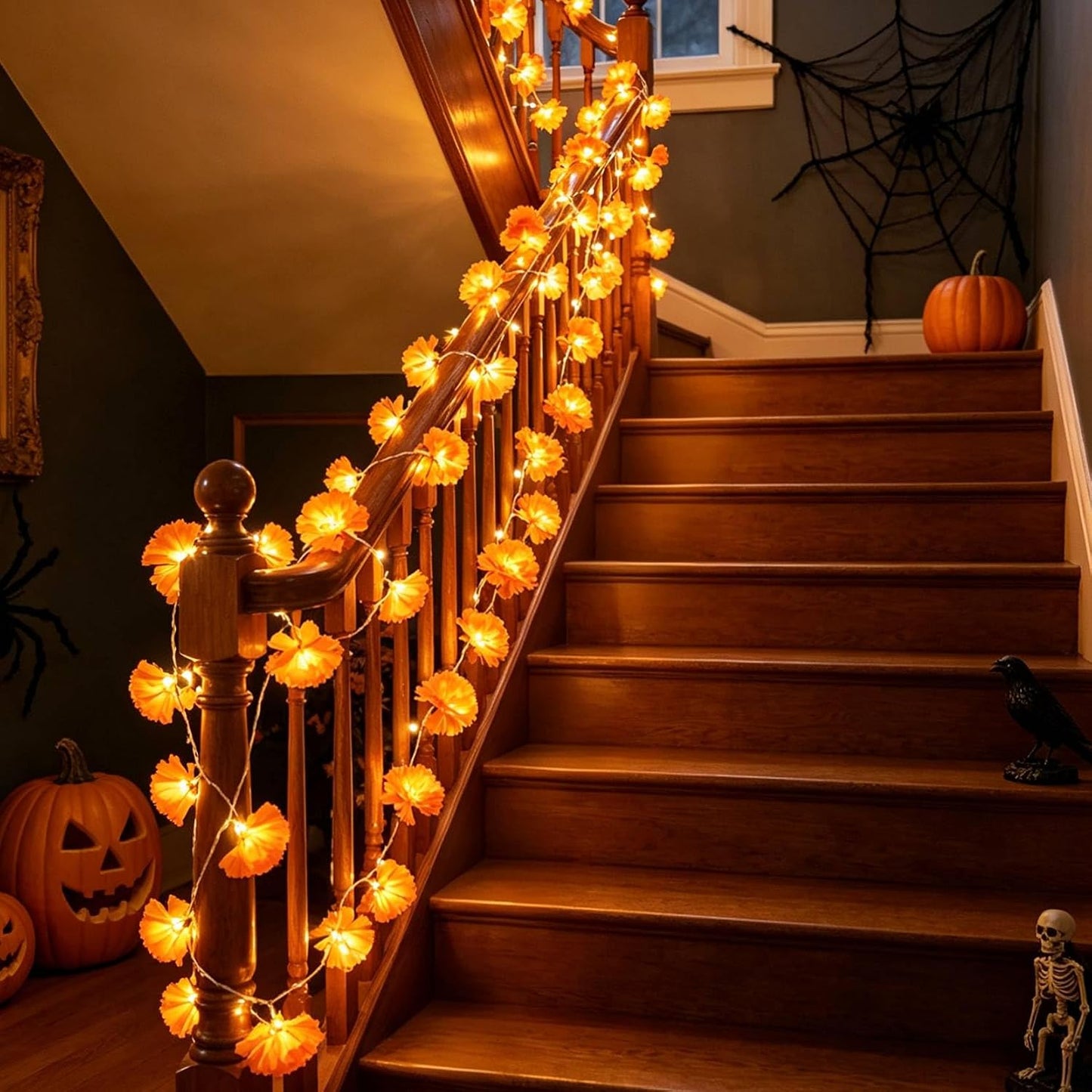 40 LED Artificial Marigold Flowers Lights for Day of The Dead