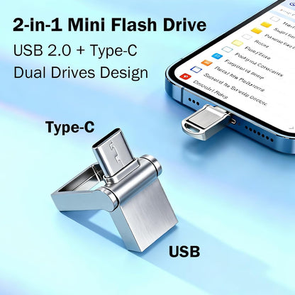 2TB USB Flash Drive, USB C & USB A Dual Drive Memory Stick,  for iPhone , Android, MacBook, iPad, Laptops, PCs