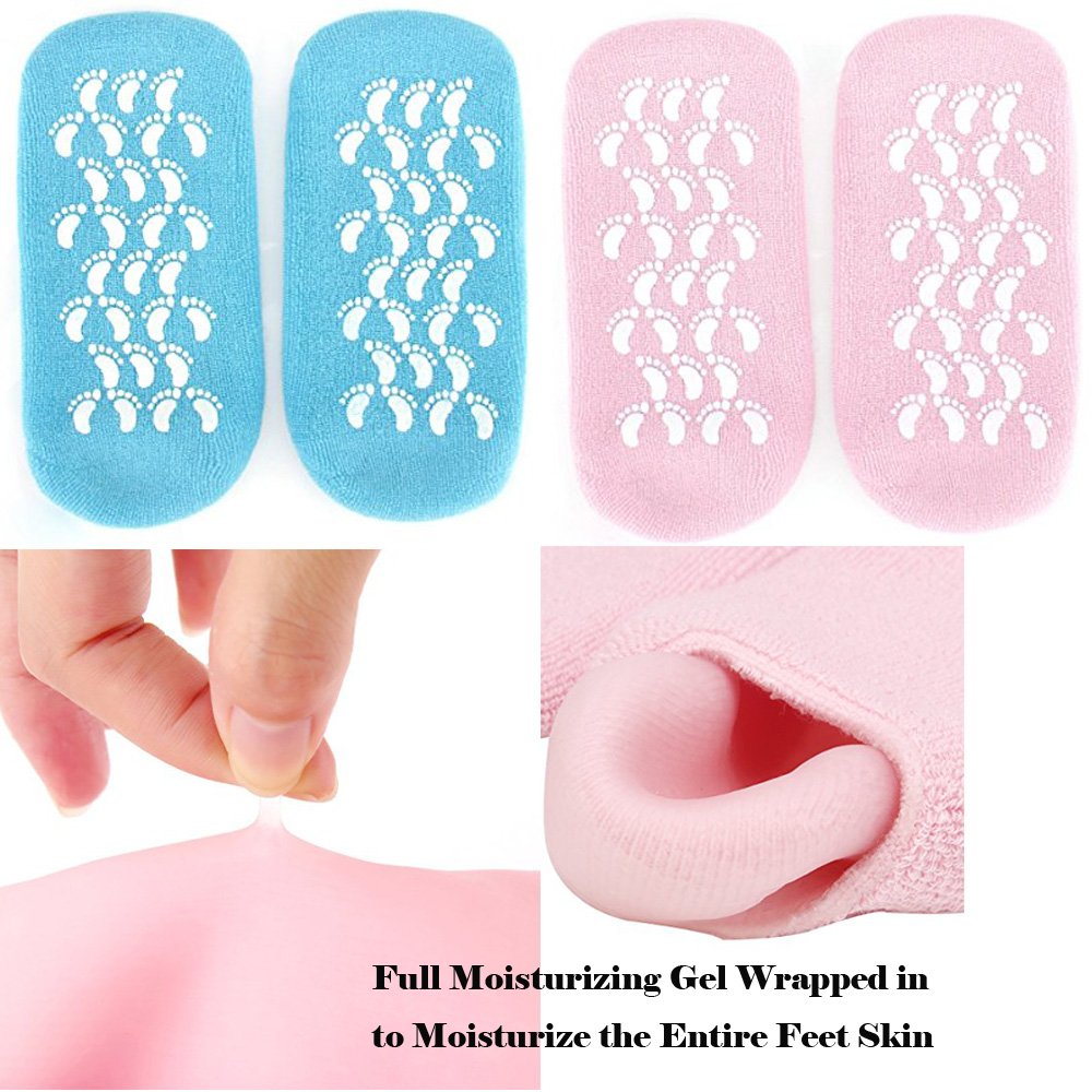 2 Pairs Cotton Gel Sleeves for Repairing Softening Dry Cracked Feet Skins