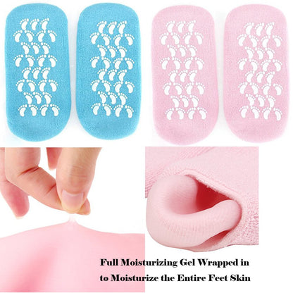 2 Pairs Cotton Gel Sleeves for Repairing Softening Dry Cracked Feet Skins