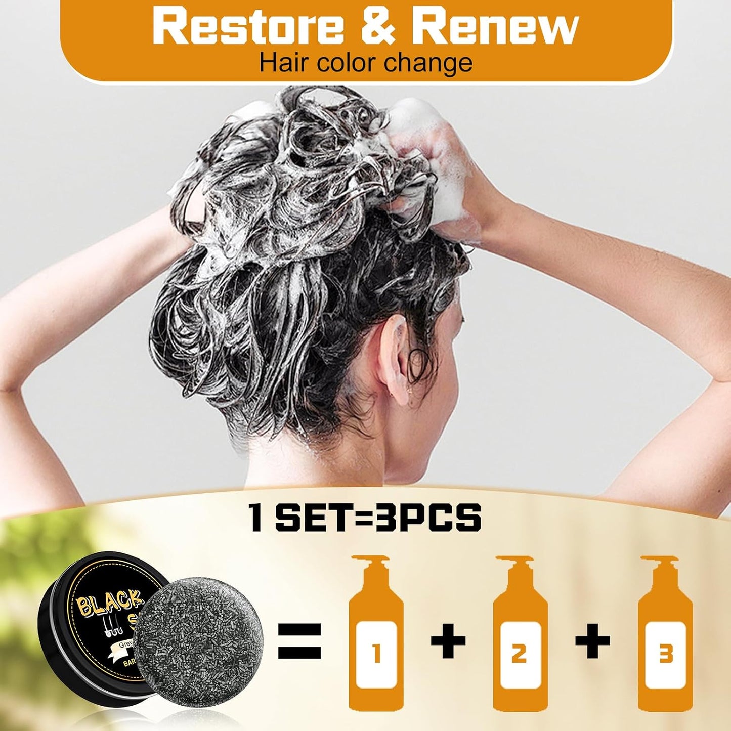 Hair Shampoo Soap Natural Gray Hair Reverse Bar – Deep Cleaning & Nourishing