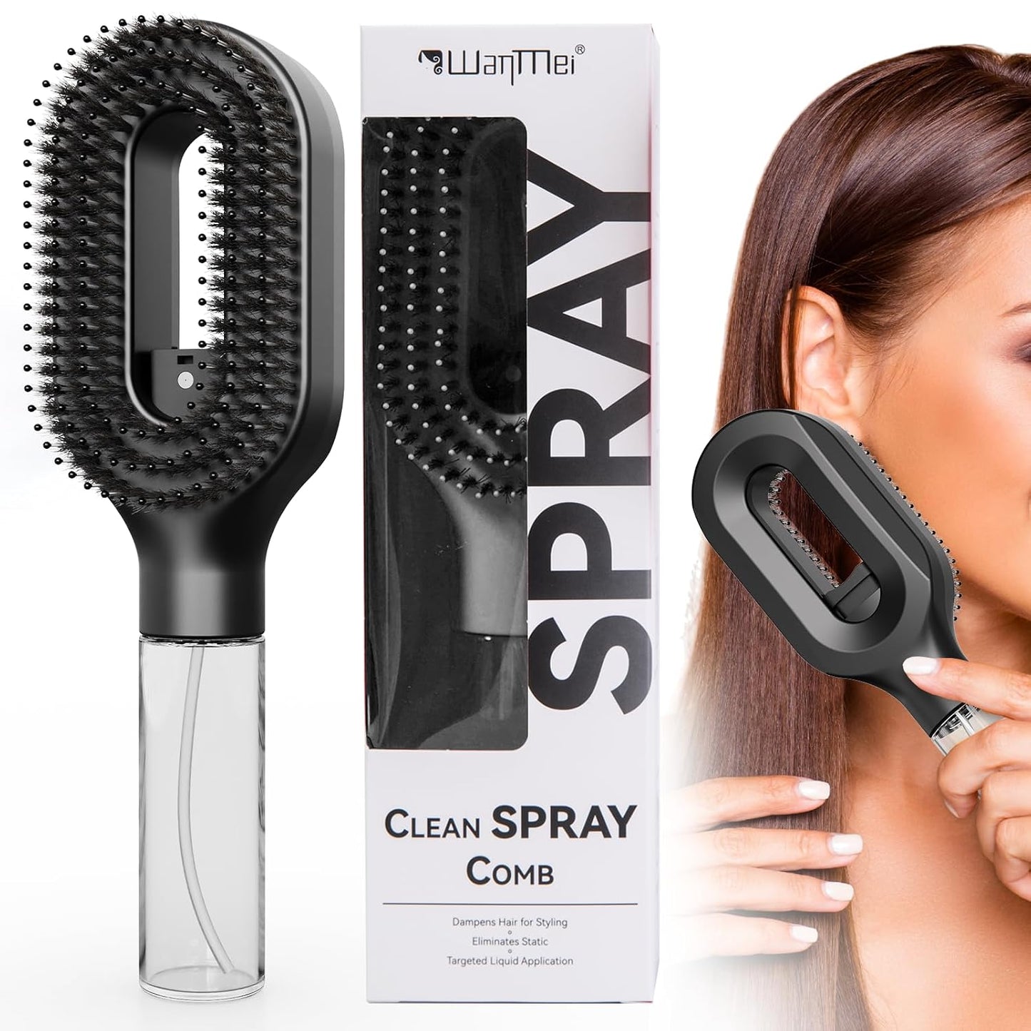 Curl Refresh Detangling Brush with Fine Mist Spray