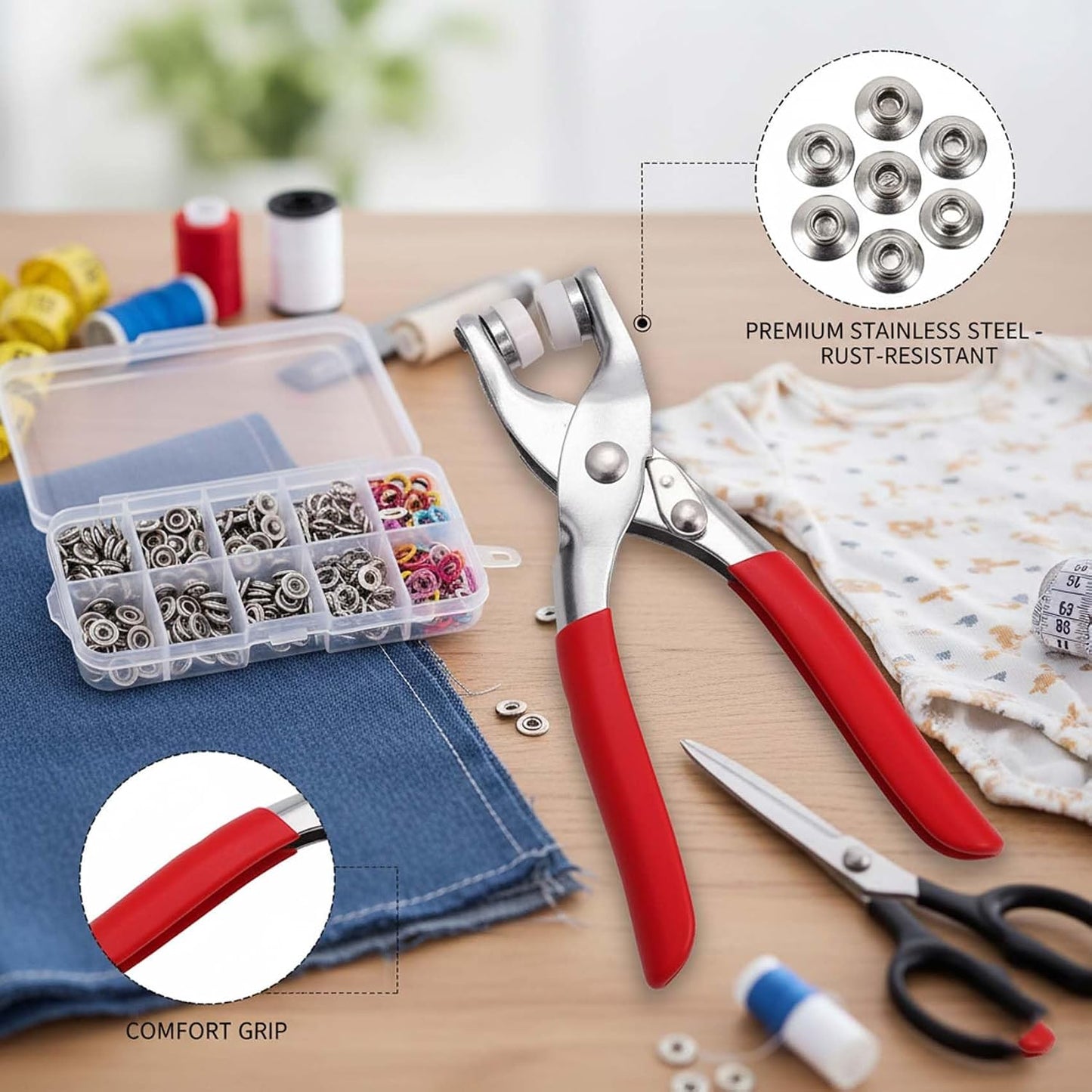 Manual Pressure Pliers with 100pcs Invisible Colored Metal Buckle