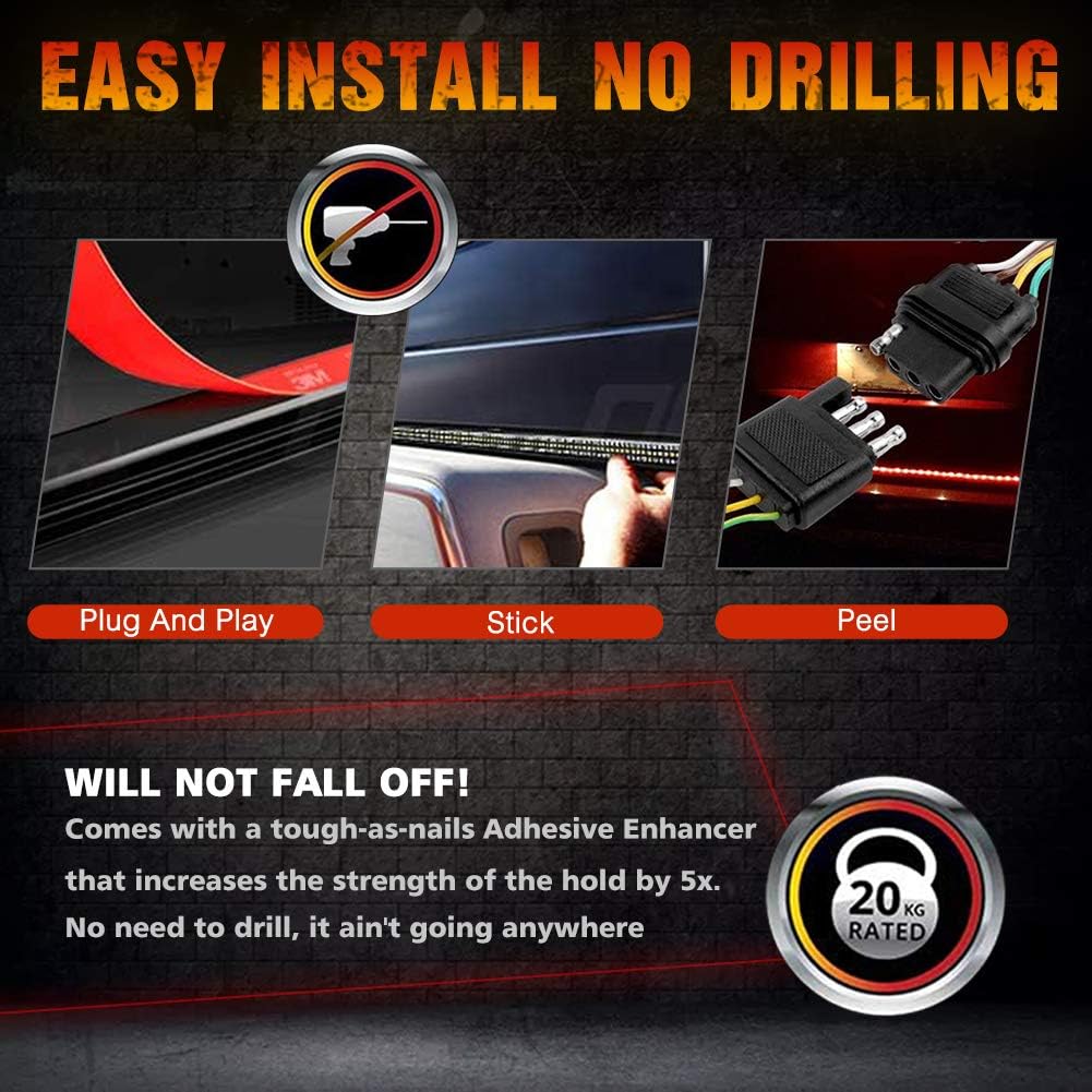 Truck Tailgate Bar 60" Triple Row 504 3-Color LED Strip