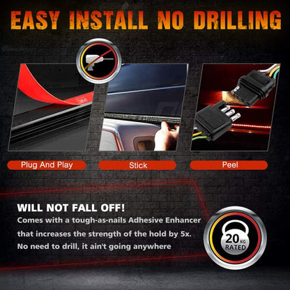 Truck Tailgate Bar 60" Triple Row 504 3-Color LED Strip