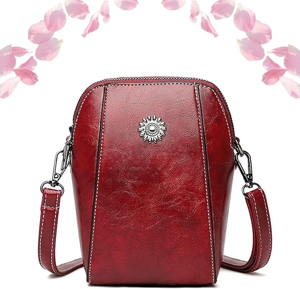 Women'S Soft  Leather Crossbody Retro Cell Phone Bag