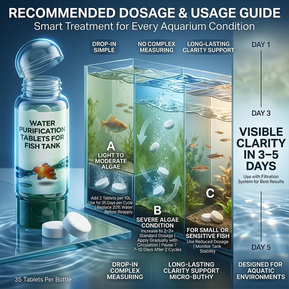 Powerful Aquarium Water Purification Tablet,  Efficient Clear Turbidity & Improve Water Quality