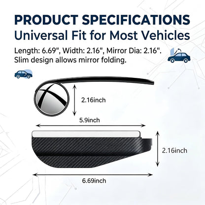 2 PCS HD Car Blind Spot Mirrors with Rain Guard, 2-in-1 Adjustable Carbon Fiber Rain Cover