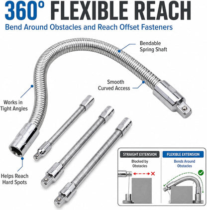 360 Flexible Socket Extension Bar for Impact Wrench Ratchet and Automotive Repair