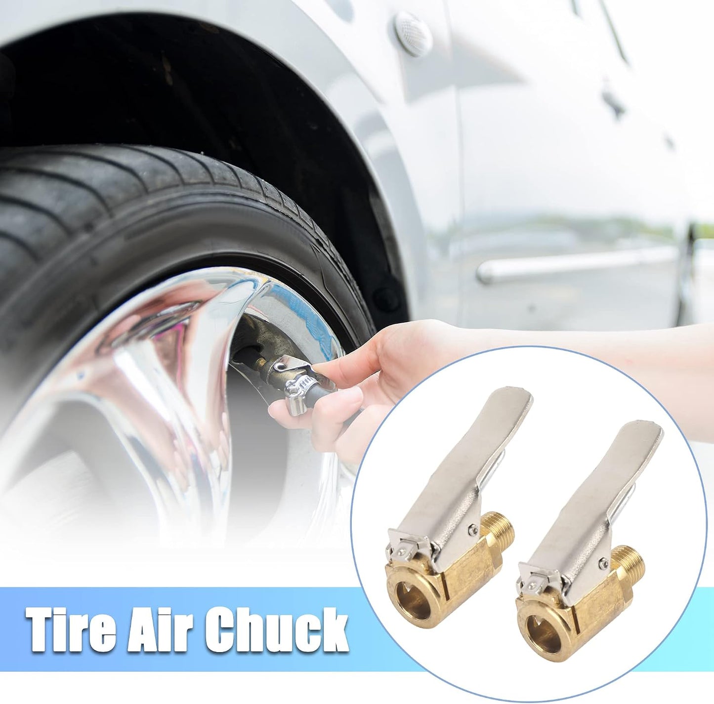 2pcs Air Chuck Tire Inflator Compressor Pump Connect Accessories
