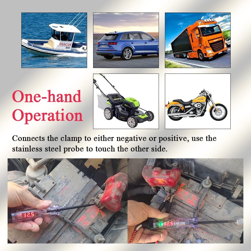 Automotive Test Light LED Digital Voltage Display with Red PU Extended Spring Wire