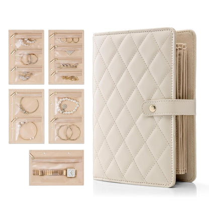 Jewelry Book Organizer - Leather Travel Jewelry Case with 5 Detachable Pages for Necklaces