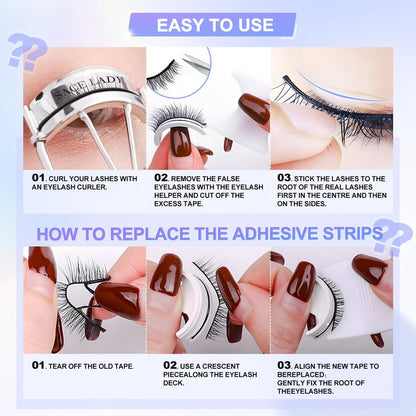 Self-Adhesive False Eyelashes, Glue-Free, 3-Second Application, Reusable, Beginner-Friendly