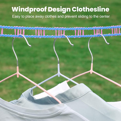 3-Pack Windproof Clothesline with Hooks – Super Strong and Durable