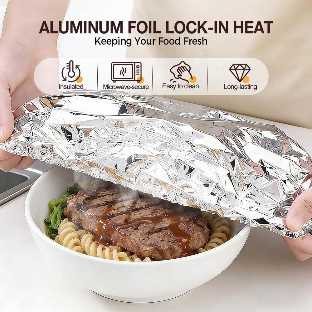 30Pcs Reusable Aluminum Foil Food Covers Thickened Heat-Resistant Material