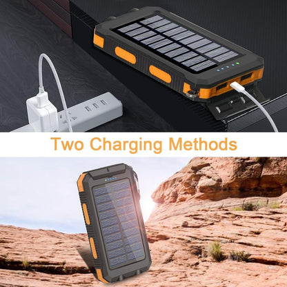 20000mAh  Fast Charging Solar Power Bank with Dual LED Flashlight & Compass