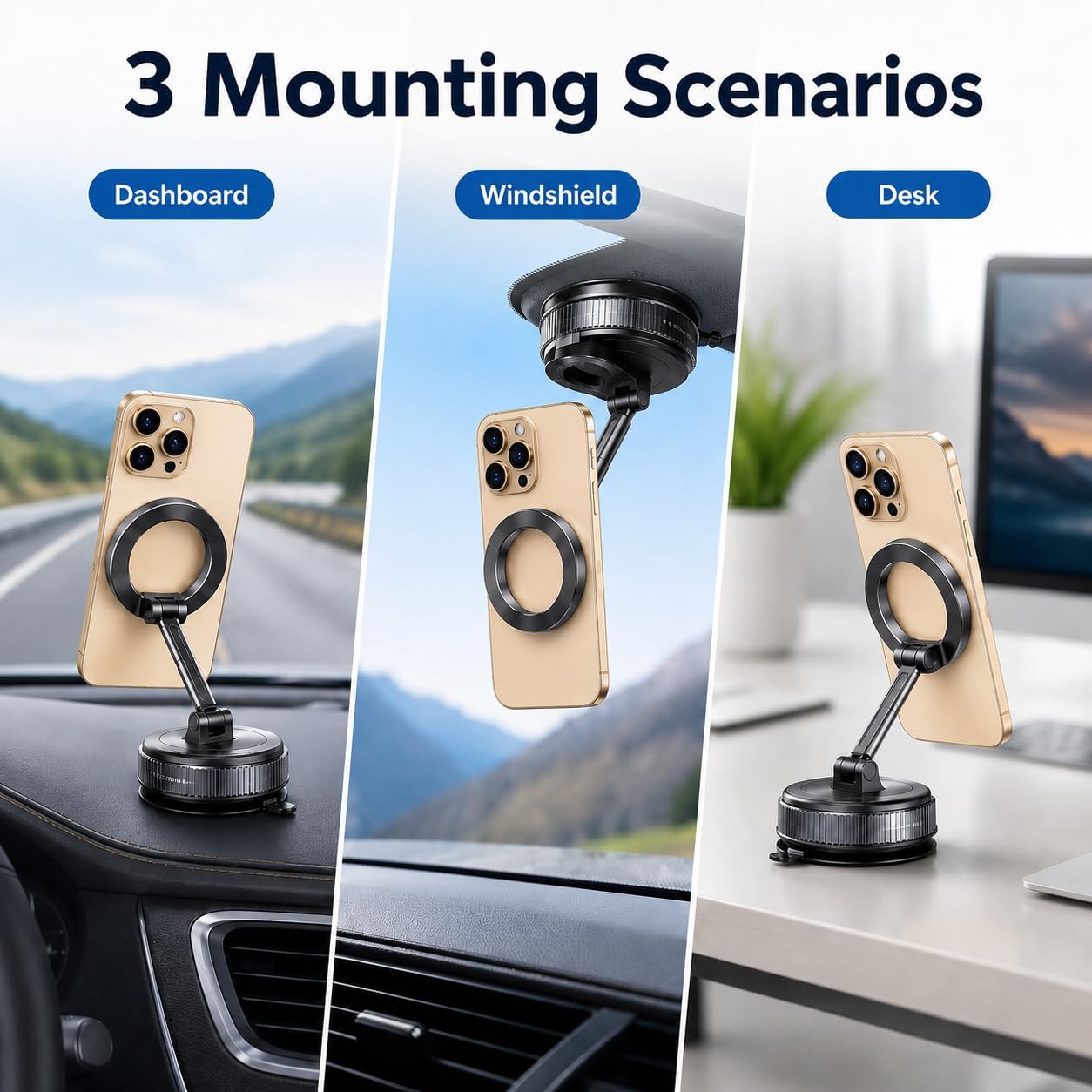 360° Rotation Strong Magnets Car Phone Holder