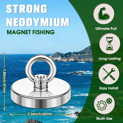 500 lbs Heavy Duty Fishing Magnets with Countersunk Hole